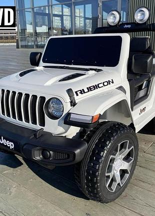 Детский электромобиль на аккумуляторе jeep m 4176 с пультом радиоуправления для детей 3-8 лет белый
