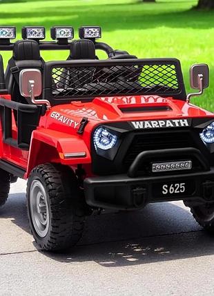 Дитячий електромобіль на акумуляторі двомісний джип jeep m 6108 з пультом р/у для дітей 3-8 років червоний