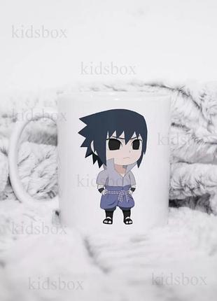 Кружка наруто саске чібі з принтом керамічна чашка naruto sasuke uchiha 330 мл