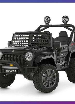 Дитячий електромобіль двомісний на акумуляторі джип bambi m 6259 з пультом р/у для дітей 3-8 років чорний