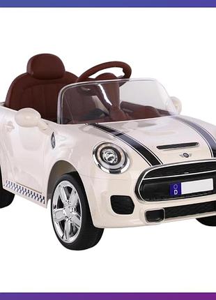 Детский электромобиль на аккумуляторе mini cooper joy gs-31414 с пультом радиоуправления 3-8 лет белый