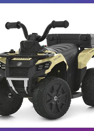 Детский электроквадроцикл на аккумуляторе bambi racer m 6286 с пультом радиоуправления для детей 3-8 лет бежевый