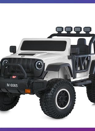 Дитячий електромобіль на акумуляторі джип jeep m 6065 з пультом радіокерування для дітей 3-8 років білий