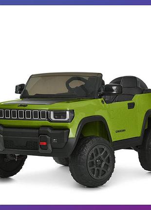 Детский электромобиль двухместный на аккумуляторе джип jeep recon jj 2500 с пультом р/у для детей 3-8 лет зеленый