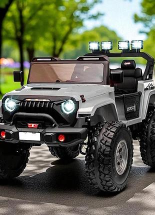 Дитячий електромобіль на акумуляторі двомісний джип bambi m 6204 з пультом р/у для дітей 3-8 років сірий