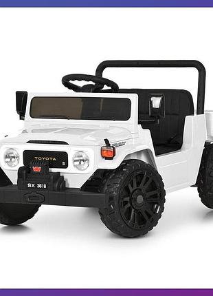 Дитячий електромобіль на акумуляторі джип toyota m 6308 з пультом радіокерування для дітей 3-8 років білий