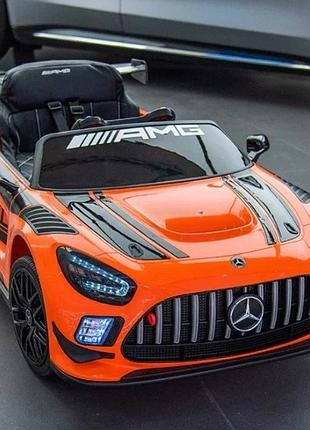 Дитячий електромобіль на акумуляторі mercedes m 5112 з пультом радіокерування для дітей 3-8 років жовтогарячий