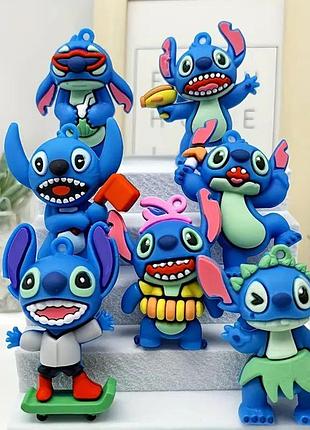 Фигурки лило и стич брелки lilo and stitch мини детский игровой набор 7 шт резиновых фигурок 6 см