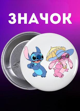 Значек лило и стич lilo & stitch на булавке на рюкзак 44 мм 1 шт