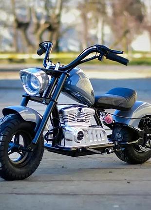 Детский электро мотоцикл двухколесный на аккумуляторе harley-davidson m 6016 для детей 3-8 лет серый