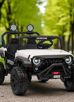 Дитячий електромобіль на акумуляторі двомісний джип jeep m 6206 з пультом р/у для дітей 3-8 років білий