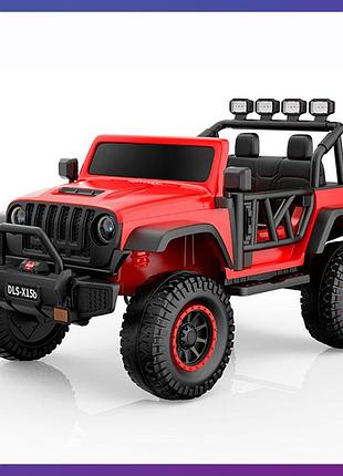 Дитячий електромобіль на акумуляторі джип jeep m 6065 з пультом радіокерування для дітей 3-8 років червоний