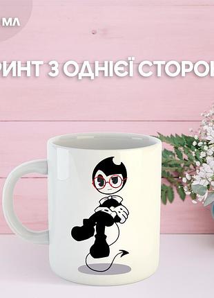 Кружка бенді та чорнильна машина з принтом керамічна чашка bendy and the ink machine 330 мл