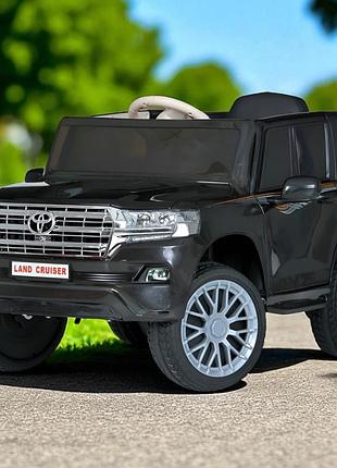 Дитячий електромобіль джип toyota land cruiser з пультом радіокерування для дітей 3-8 років чорний