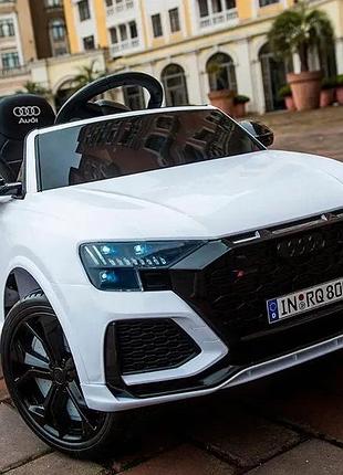 Дитячий електромобіль на акумуляторі audi rs q8 m 4569 з пультом радіокерування для дітей 3-8 років біла