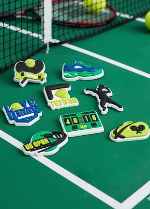 Джибитсы спорт теннис ракетка sport tennis jibbitz 8 шт аксессуары крокс украшение