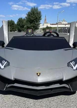 Дитячий електромобіль на акумуляторі двомісний lamborghini m 5738 для дітей 3-8 років сірий