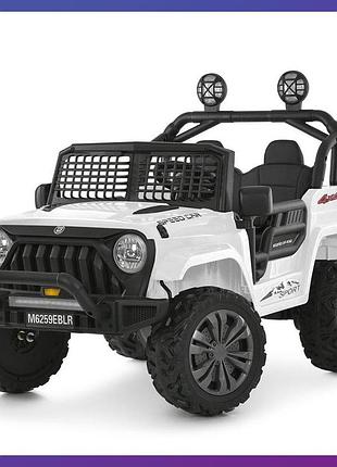 Дитячий електромобіль двомісний на акумуляторі джип bambi m 6259 з пультом р/у для дітей 3-8 років білий