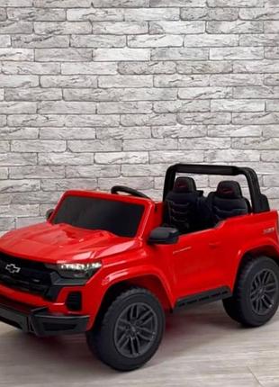 Детский электромобиль двухместный на аккумуляторе джип chevrolet colorado m 6290 с пультом р/у для детей 3-8 лет красный
