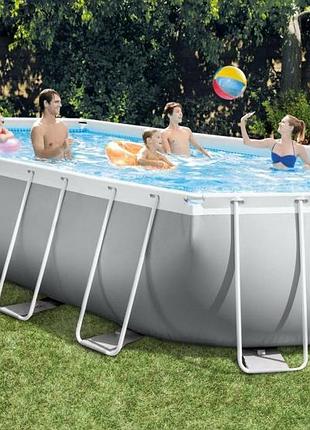 Овальный семейный каркасный бассейн intex 26798 (610х305х122 см) фильтр насос тент лестница