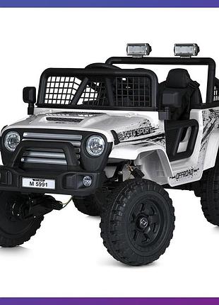 Дитячий електромобіль на акумуляторі джип jeep rubicon m 5991 з пультом р/у для дітей 3-8 років білий