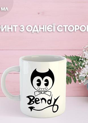 Кружка бенді та чорнильна машина з принтом керамічна чашка bendy and the ink machine 330 мл