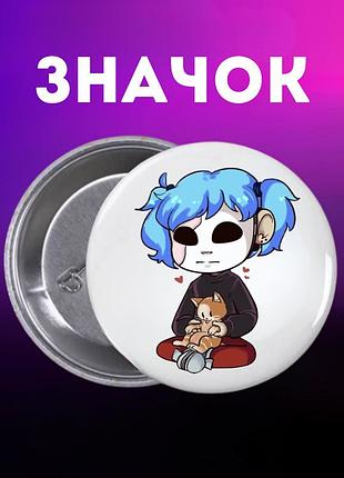 Значек салли фейс sally face на булавке на рюкзак 44 мм 1 шт