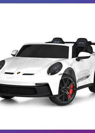 Детский электромобиль на аккумуляторе двухместный porsche gt 3 m 6111 с р/у для детей 3-8 лет белый