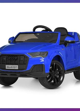 Детский электромобиль на аккумуляторе audi q7 с пультом радиоуправления для детей 3-8 лет синий крашеный