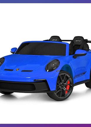 Детский электромобиль на аккумуляторе двухместный porsche gt 3 m 6111 с р/у для детей 3-8 лет синий