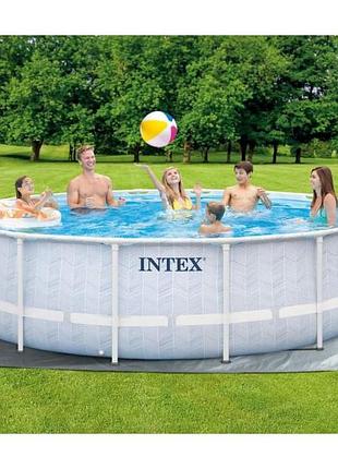 Каркасний басейн intex 26746 488х122 см з круглий сімейний з картриджним фільтр-насосом і драбиною