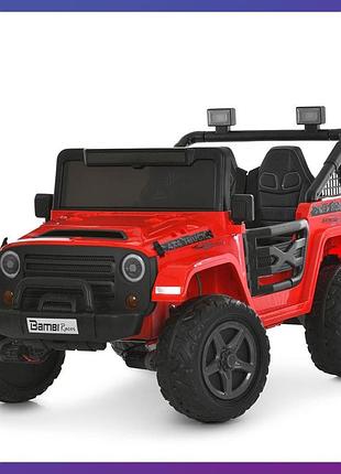 Детский электромобиль на аккумуляторе двухместный джип bambi m 6287 с пультом р/у для детей 3-8 лет красный