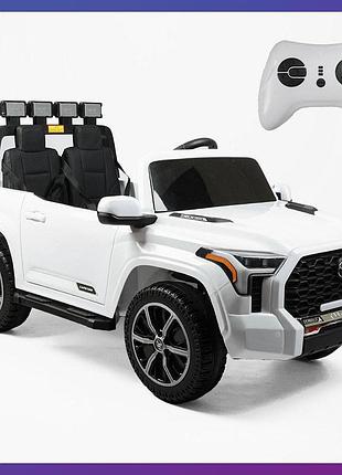 Дитячий електромобіль на акумуляторі двомісний джип toyota tundra tr-6801/77 з пультом радіокерування для дітей 3-8 років білий