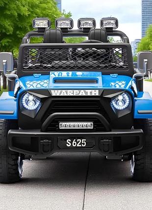Дитячий електромобіль на акумуляторі двомісний джип jeep m 6108 з пультом р/у для дітей 3-8 років синій