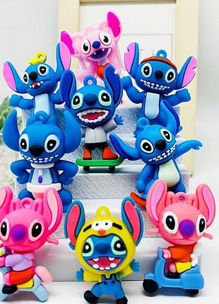 Фигурки лило и стич брелки lilo and stitch мини детский игровой набор 9 шт резиновых фигурок 6 см