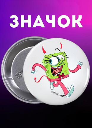 Значек губка боб квадратные штаны спанч боб spongebob на булавке на рюкзак 44 мм 1 шт
