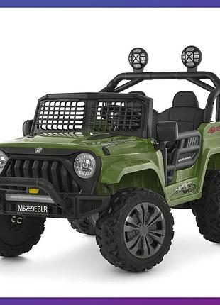 Дитячий електромобіль двомісний на акумуляторі джип bambi m 6259 з пультом р/у для дітей 3-8 років зелений
