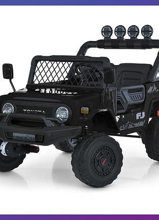 Детский электромобиль на аккумуляторе двухместный джип toyota m 2566 с пультом р/у для детей 3-8 лет черный