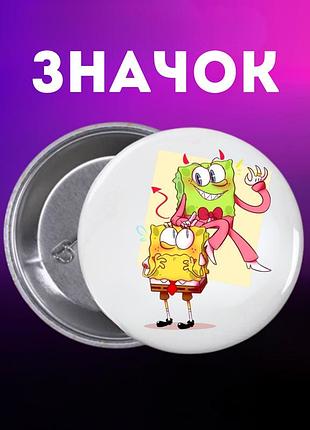 Значек губка боб квадратные штаны спанч боб spongebob на булавке на рюкзак 44 мм 1 шт