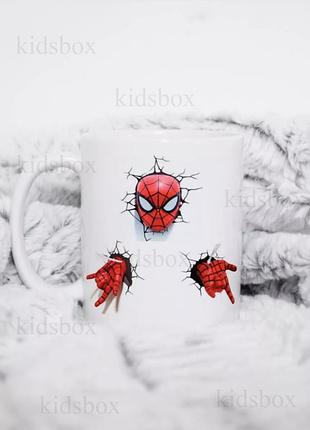 Кружка человек паук с принтом керамическая чашка марвел spider man 330 мл (не 3д)
