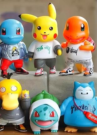 Набор фигурок покемон пикачу pokemon pikachu чармандер, псик, сквиртл, бульбазавр, снорлакс игровые фигурки 6-10.5см 6 шт.