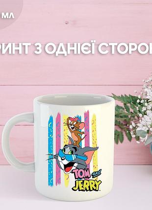 Кружка том і джеррі з принтом керамічна чашка tom and jerry 330 мл