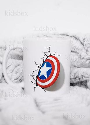 Кружка капітан америка з принтом керамічна чашка марвел captain america 330 мл (не 3д)