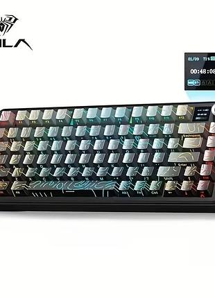 Механическая клавиатура aula f75 max игровая с экраном black gradient (rgb, bluetooth/2.4g/usb-c)