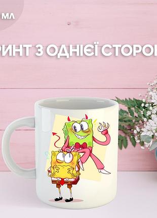 Кружка губка боб спанч боб з принтом керамічна чашка spongebob squarepants 330 мл