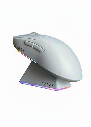 Ігрова безпровідна миша ajazz aj139 v2 mc з док-станцією, біла