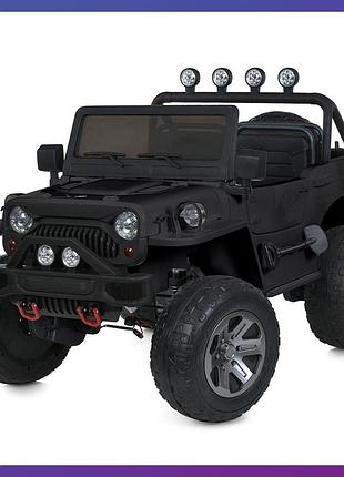 Дитячий електромобіль на акумуляторі двомісний джип jeep m 6069 з пультом р/у для дітей 3-8 років чорний