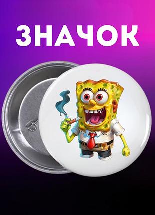 Значек губка боб квадратные штаны спанч боб spongebob на булавке на рюкзак 44 мм 1 шт