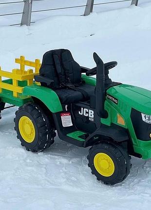Дитячий електромобіль трактор із причепом на радіокеруванні bambi m 5852 зелений