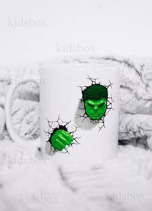 Кружка халк з принтом керамічна чашка марвел hulk 330 мл (не 3д)